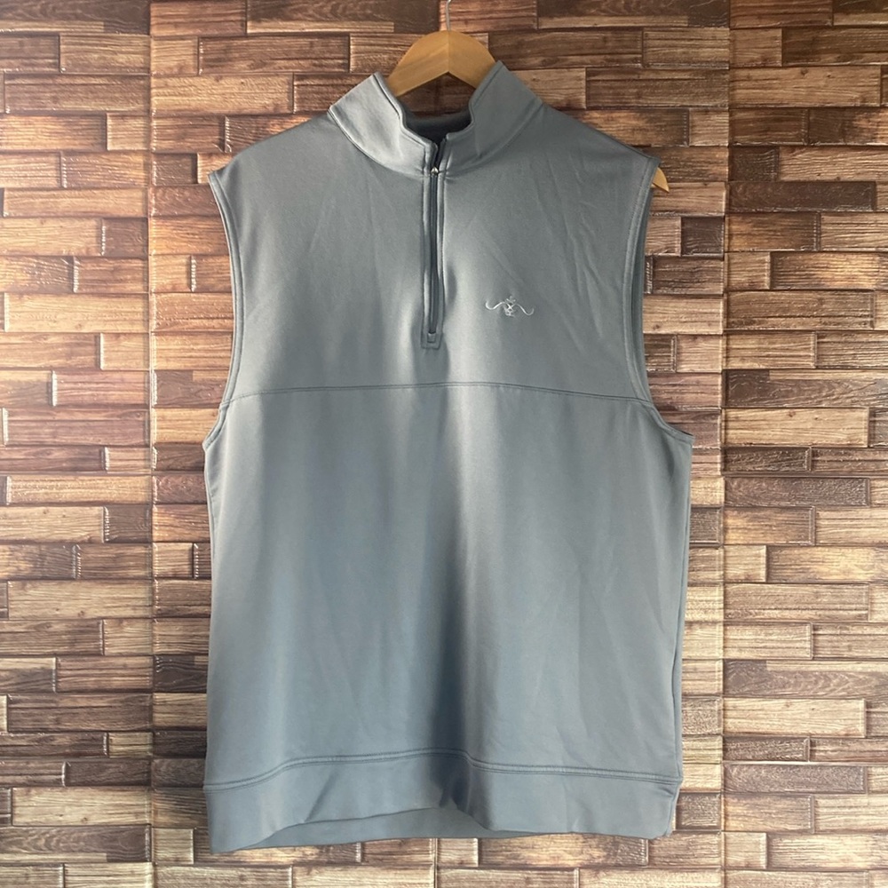 Dunning Golf Men's Large Gray Vest 1/4 Zip Embroidered Logo